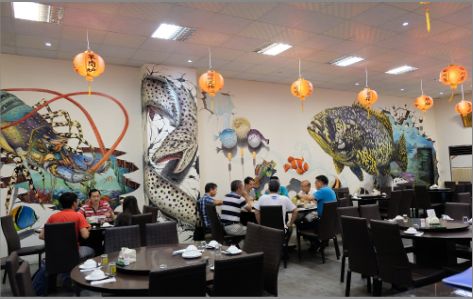 德清海鲜餐厅墙体彩绘